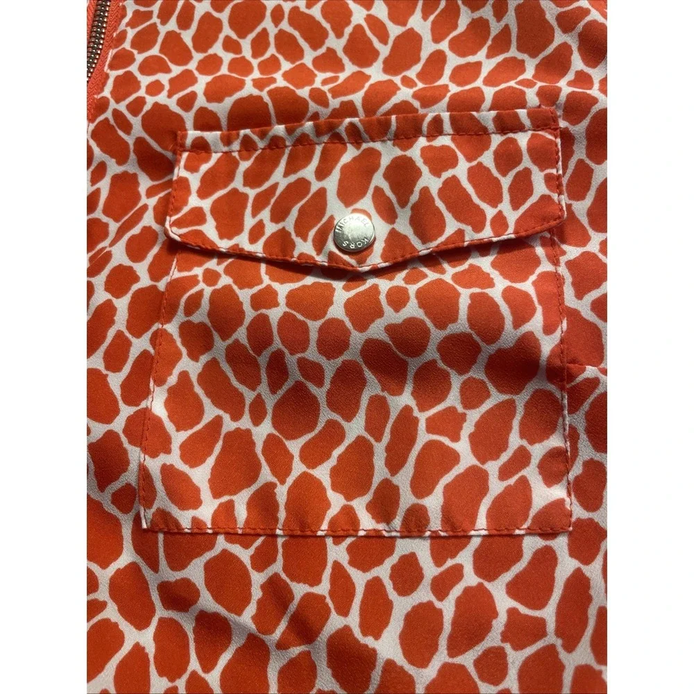 Michael Kors Women's Blouse Large Orange And White Design
